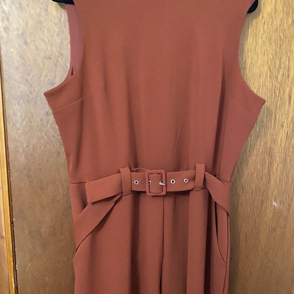Express Rust Sleeveless Dress with Belt
